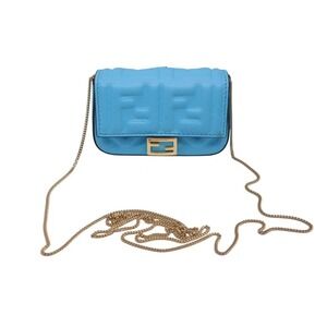 FENDI Bucket Charm Keychain Turquoise Blue